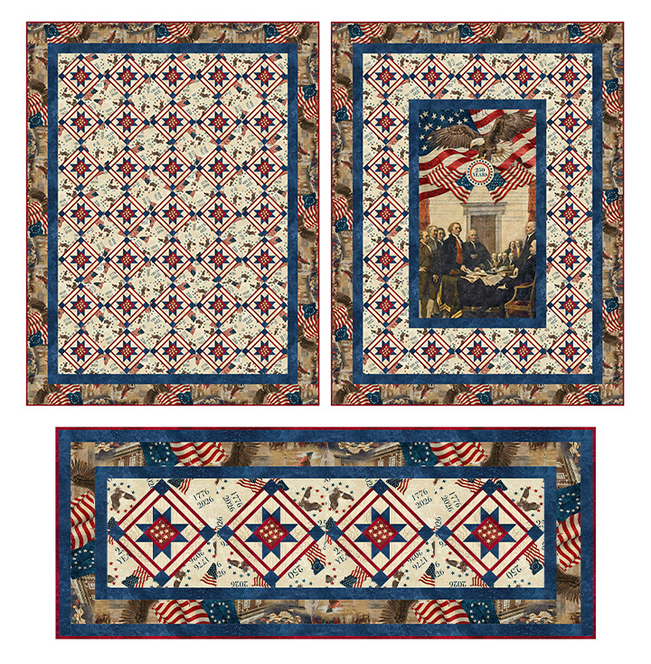 Independence “Independence Star Quilt Kit – 57×74 patriotic quilt featuring red white blue star blocks with America 250 fabric by Northcott – includes bonus patterns for panel quilt and table runner – Lightning Bugs Quilt Studio”