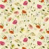 Clothworks Poppy Dreams Digital Print Fabric – watercolor poppies in pink, red, and white on cream background quilting cotton