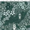 Clothworks Little Goldi Meadow Fabric – whimsical bears, florals, and Little Goldi on green background quilting cotton